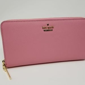 Kate Spade Pink Saffiano Leather Zip Wallet